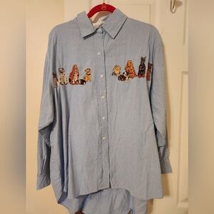 Casey Coleman denim shirt with dog embroidery, sz XL
